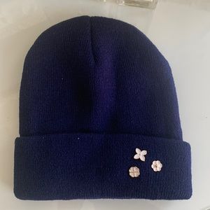 Navy Blue Women’s Skull Cap with decorative pins